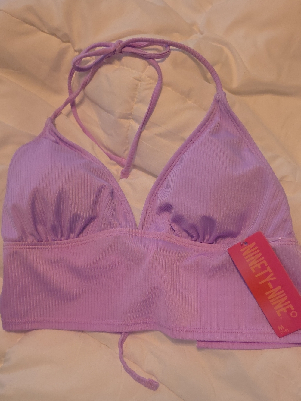 Ninety- Nine Halter Bralette Bikini Top in Lilac Medium